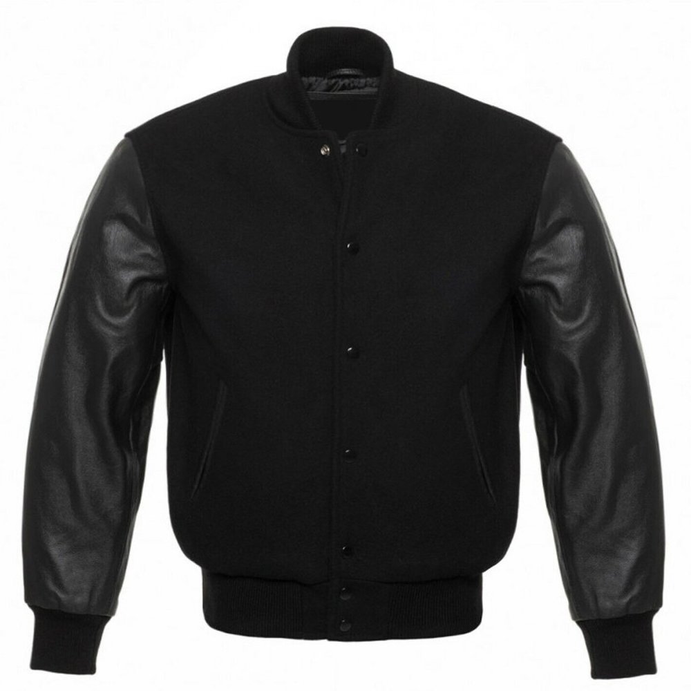 PURE COWHIDE LEATHER SLEEVES AND PURE BANU WOOL BODY VERSATY BOMBER JACKET